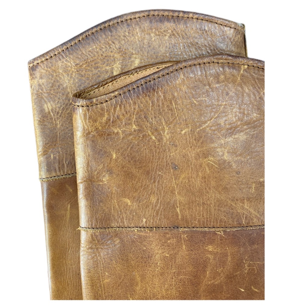 Melissa FRYE Tall Seam Pull On Riding Boots Full Grain Leather Boot Curved Top - Picture 13 of 14